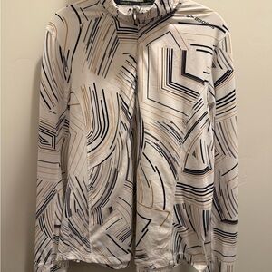 Brooks white Zip Hoodie with navy and gold Geometric Lines